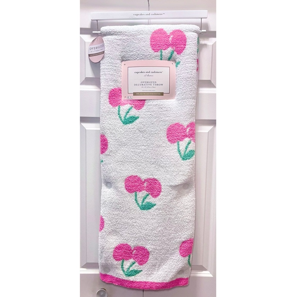 NEW Cupcakes and Cashmere oversized cherry throw Blanket